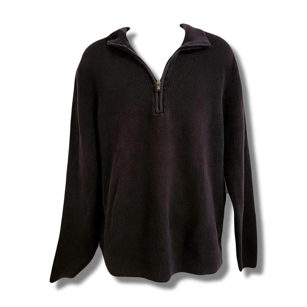 Calvin Klein Men's black quarter zip jumper with collar size XL